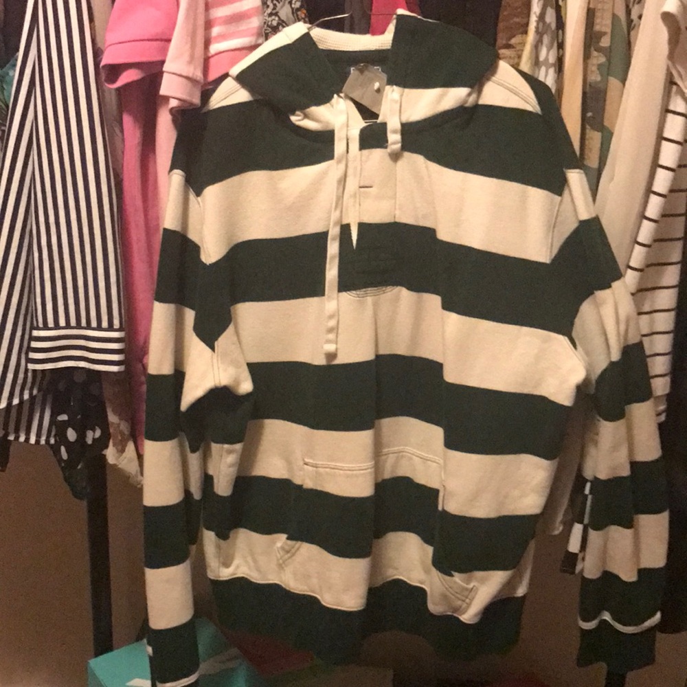 Green and white polo hoodie